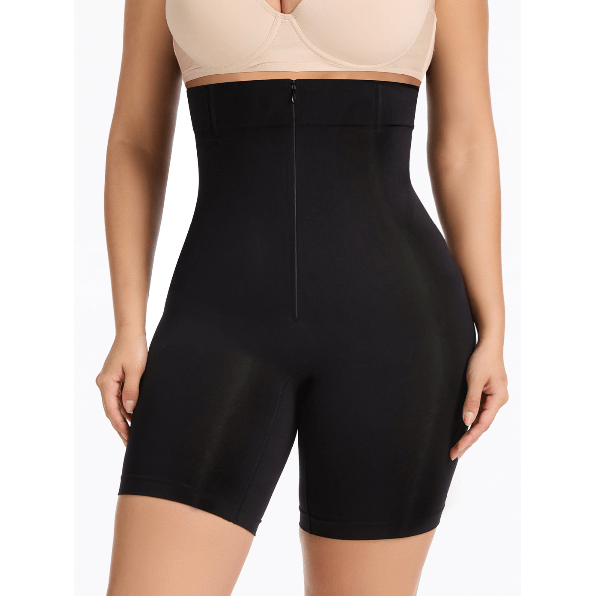 SHAPERX High-Waisted Zip & Hook Shaper Shorts