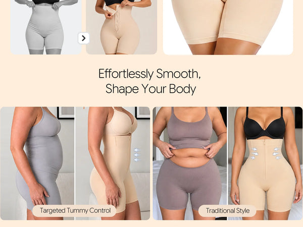 SHAPERX Upgraded Zip-Up High-Waisted Shaper Shorts - Mobile Image 3