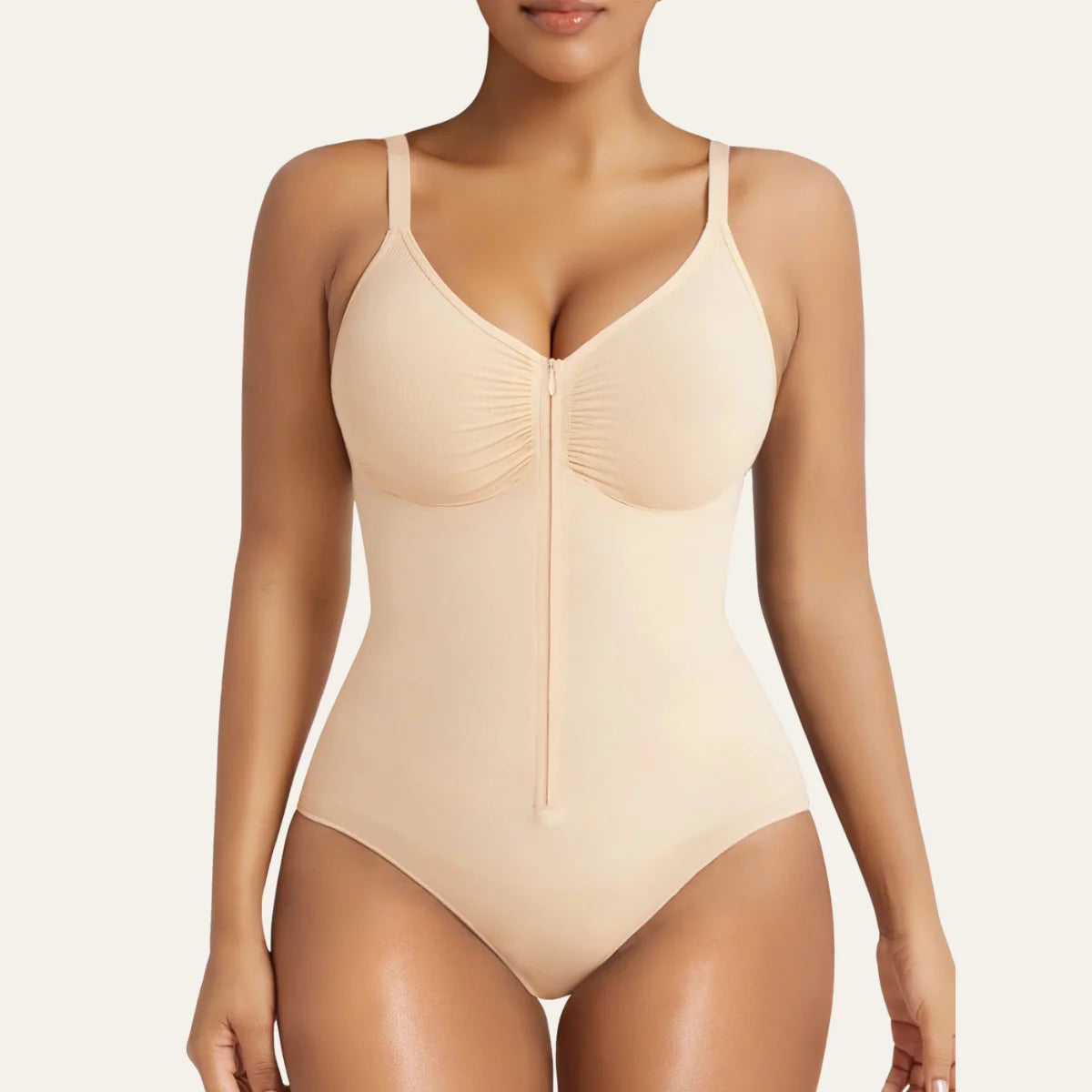 SHAPERX Zip-Up Tummy Control Brief Bodysuit