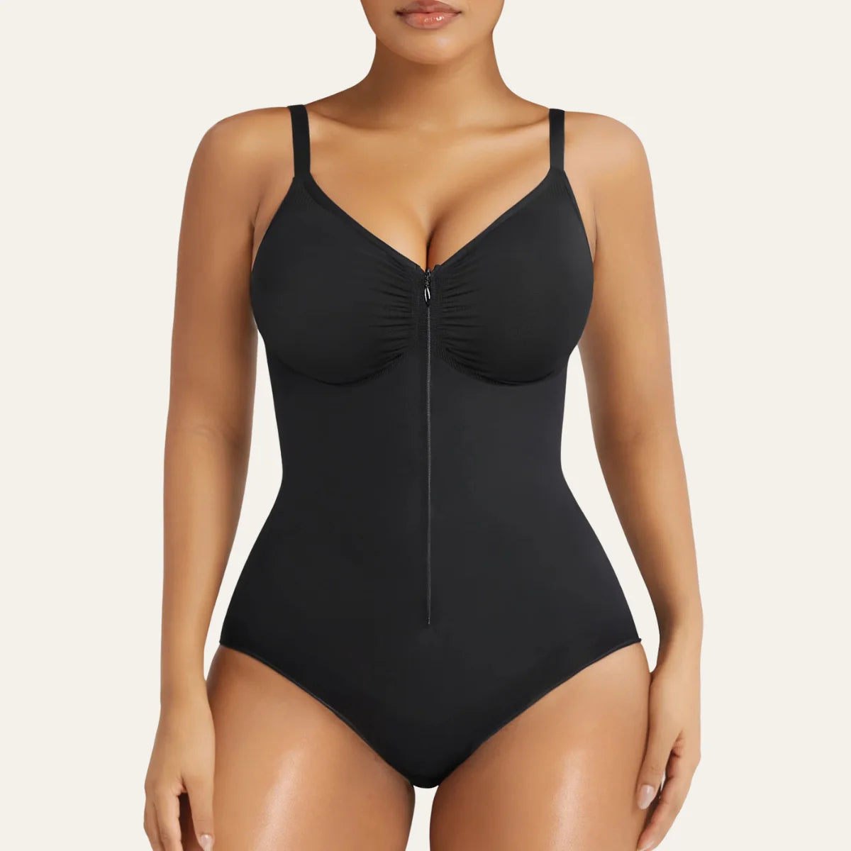 SHAPERX Zip-Up Tummy Control Brief Bodysuit