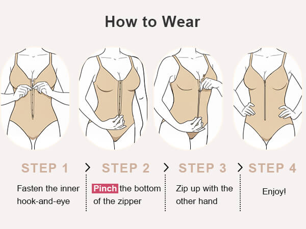 SHAPERX Zip-Up Tummy Control Brief Bodysuit - Mobile Image 8