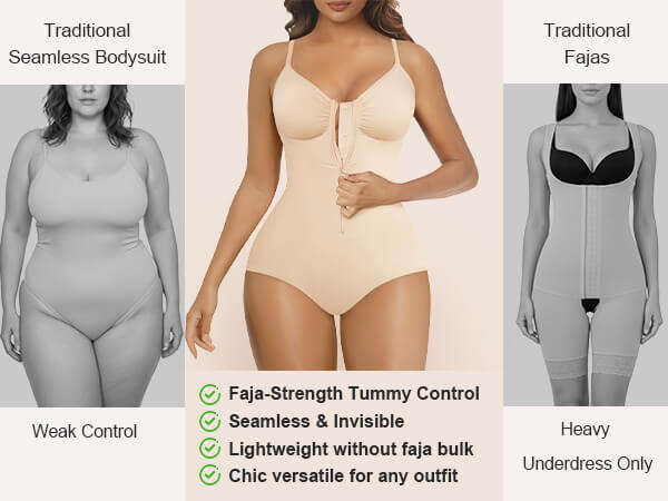 SHAPERX Zip-Up Tummy Control Short Bodysuit - Mobile Image 8