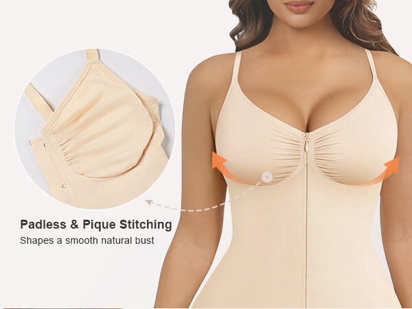 SHAPERX Zip-Up Tummy Control Brief Bodysuit - Mobile Image 4