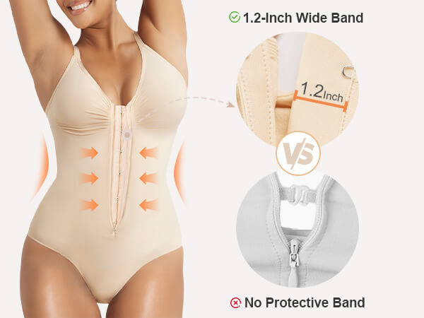 SHAPERX Zip-Up Tummy Control Short Bodysuit - Mobile Image 6