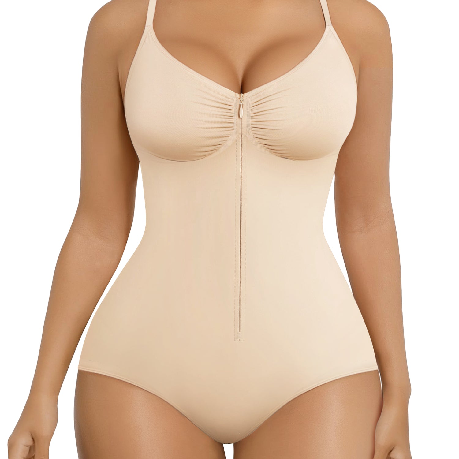 SHAPERX Zip-Up Tummy Control Brief Bodysuit
