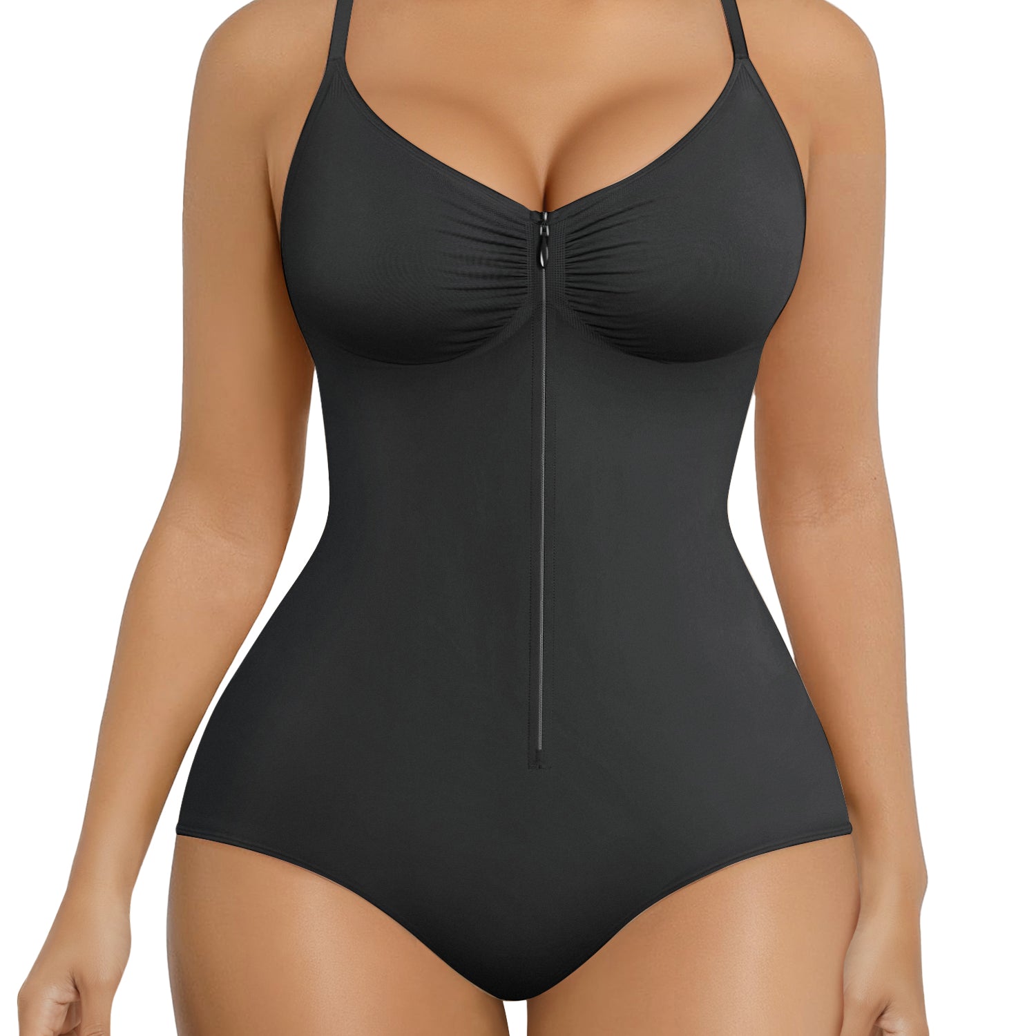 SHAPERX Zip-Up Tummy Control Brief Bodysuit