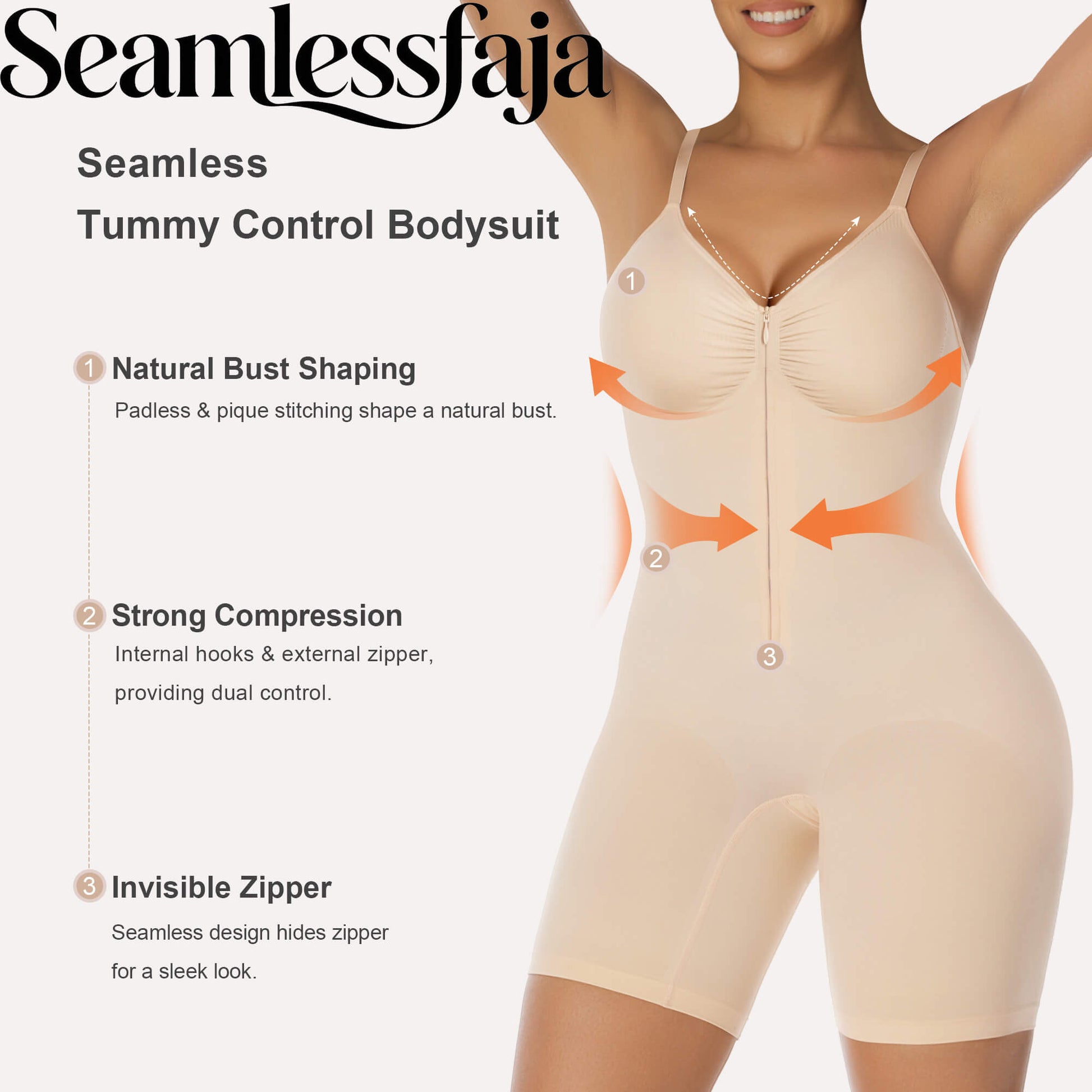 Seamlessfaja Zip-Up Tummy Control Short