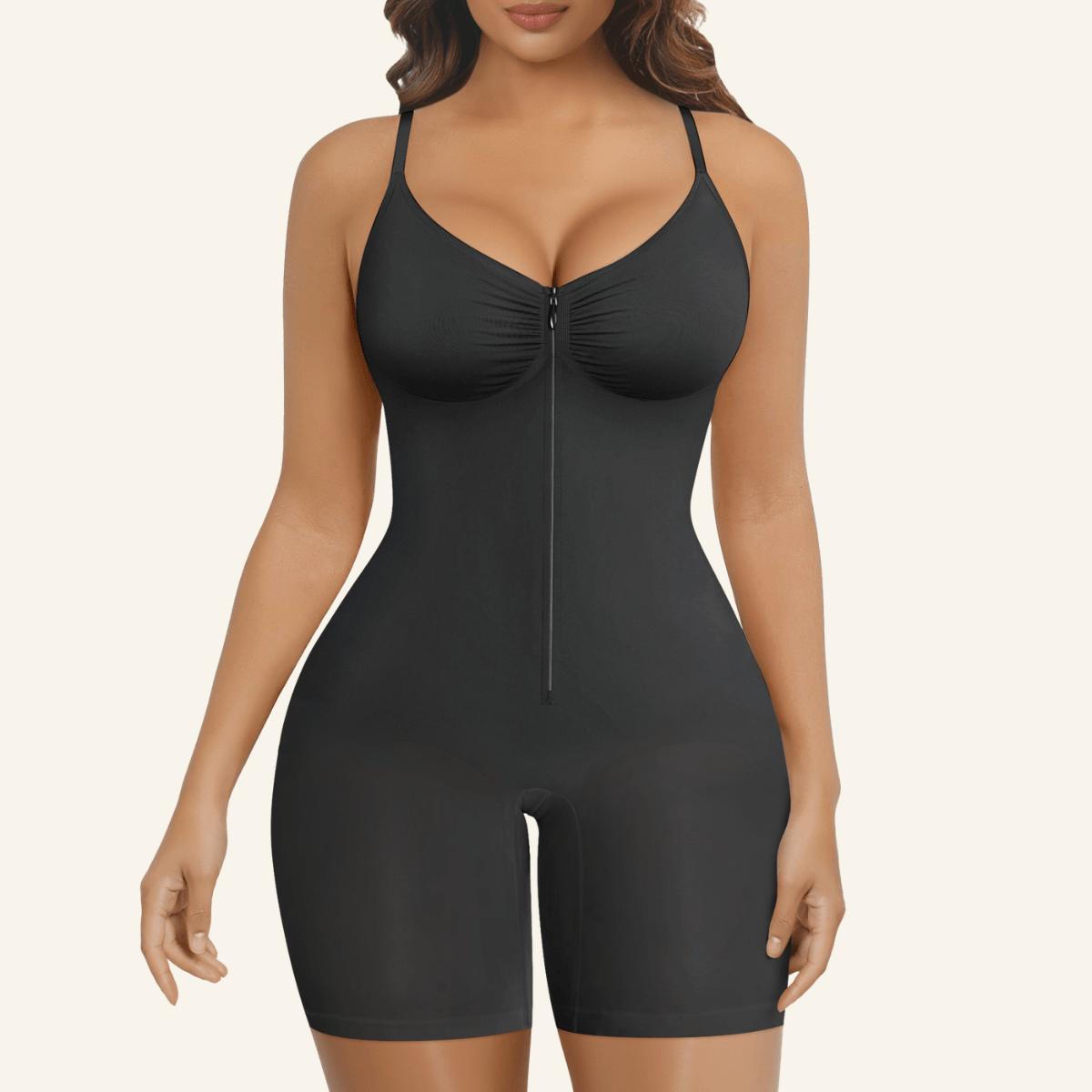 SHAPERX Zip-Up Tummy Control Short Bodysuit