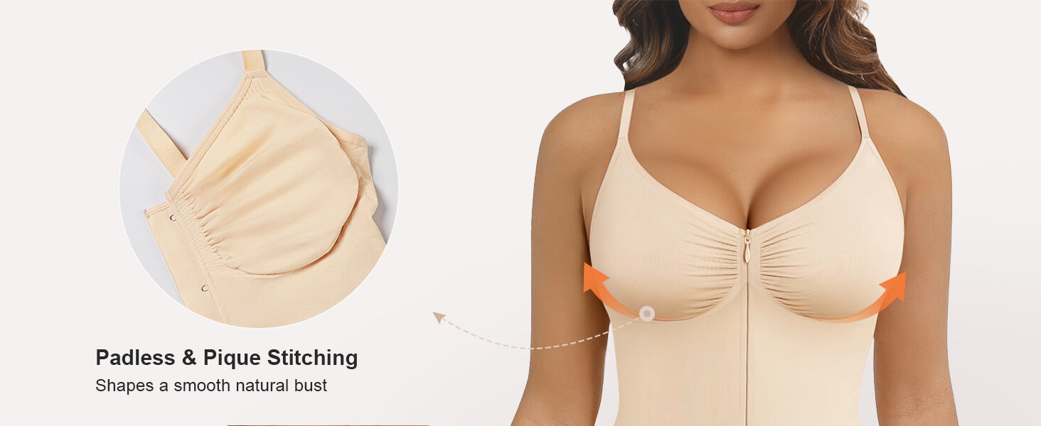 SHAPERX Zip-Up Tummy Control Brief Bodysuit - Detail Image 4