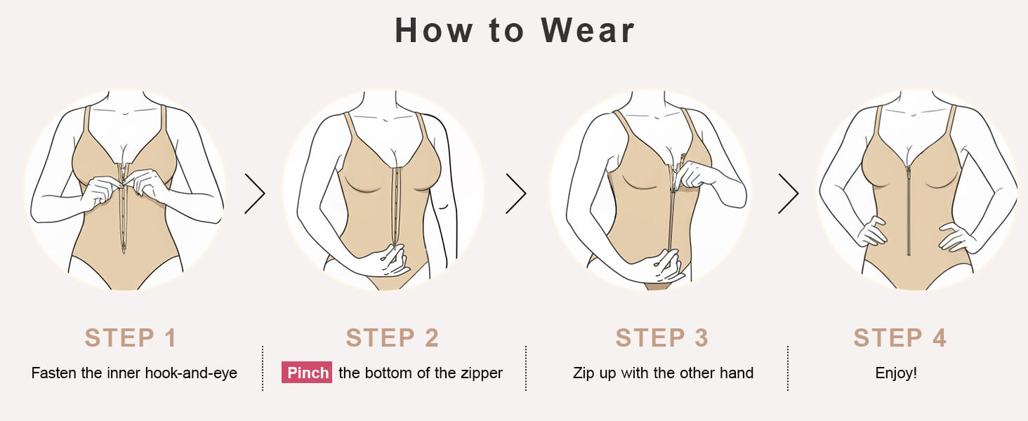 SHAPERX Zip-Up Tummy Control Brief Bodysuit - Detail Image 8