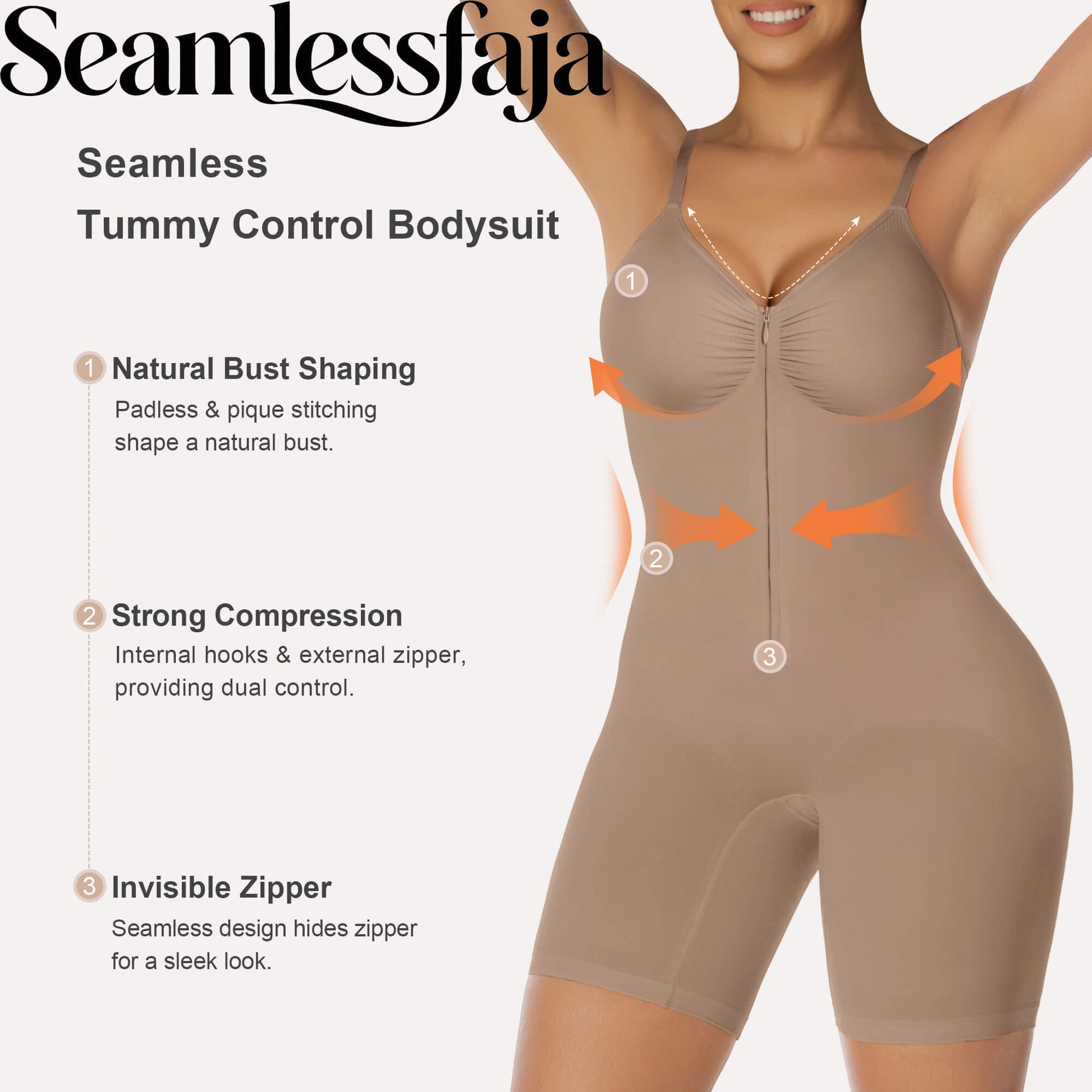 Seamlessfaja Zip-Up Tummy Control Short