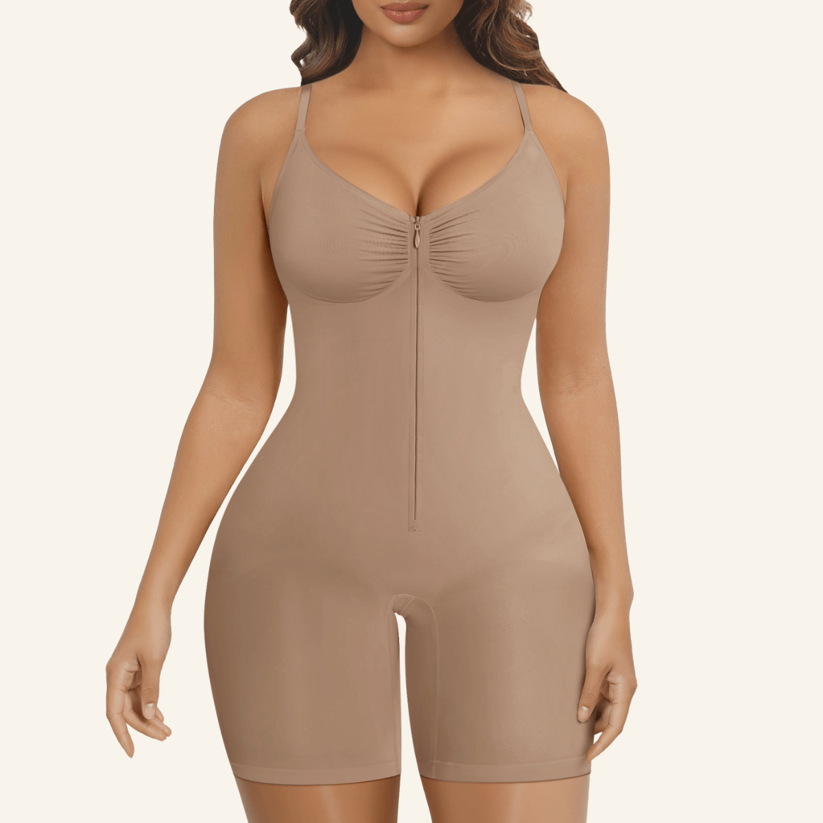 SHAPERX Zip-Up Tummy Control Short Bodysuit