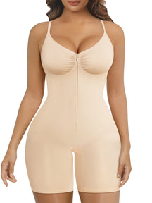 SHAPERX Shapewear Bodysuit for Women Tummy Control Seamless Zip-Up Body Shaper Snatched Waist Sculpting Body Suit