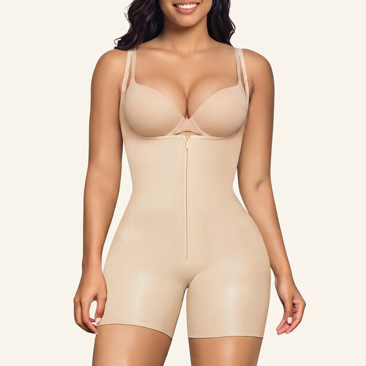 SHAPERX Bonded Seamless Faja Mid-Thigh Bodysuit