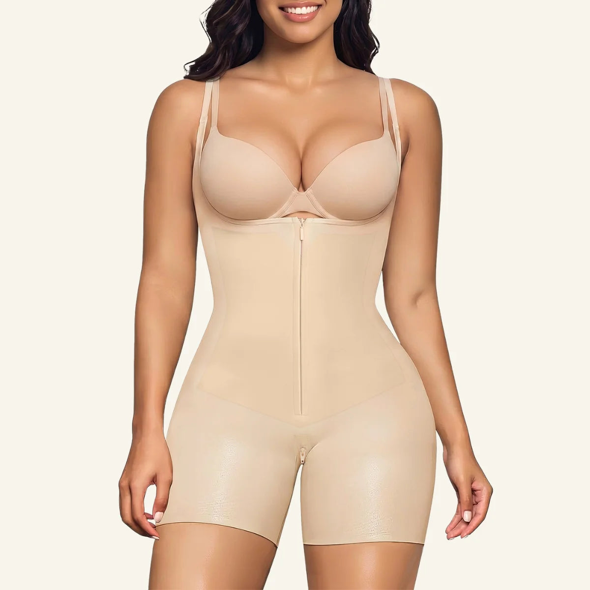 SHAPERX Bonded Seamless Faja Mid-Thigh Bodysuit