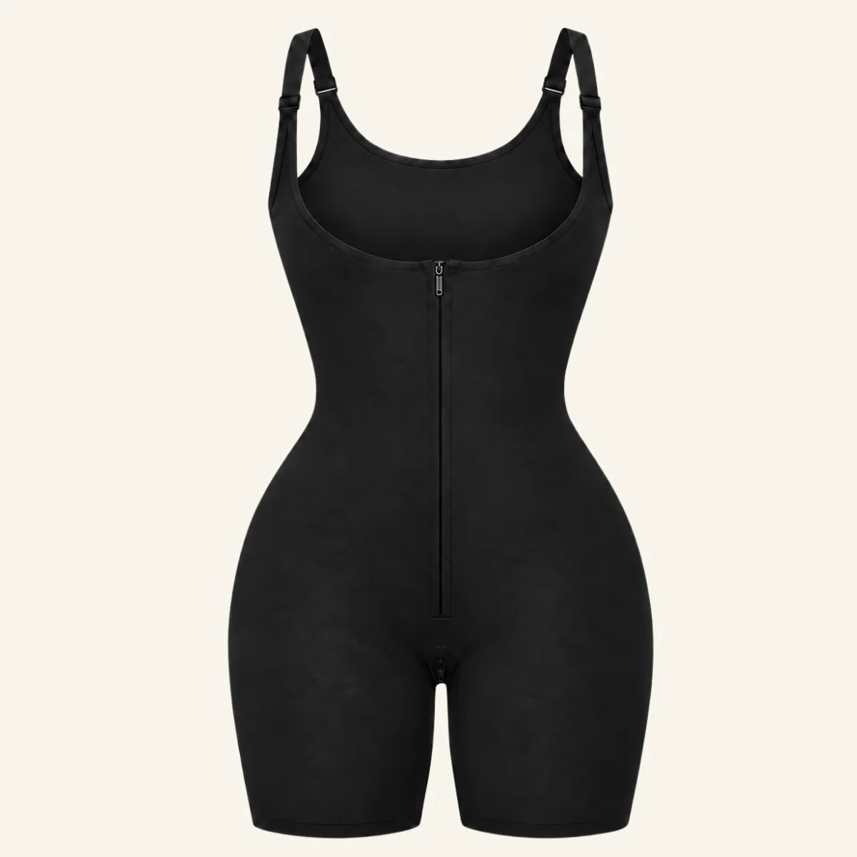 SHAPERX High-Compression X-Panel Open-Bust Zip Bodysuit