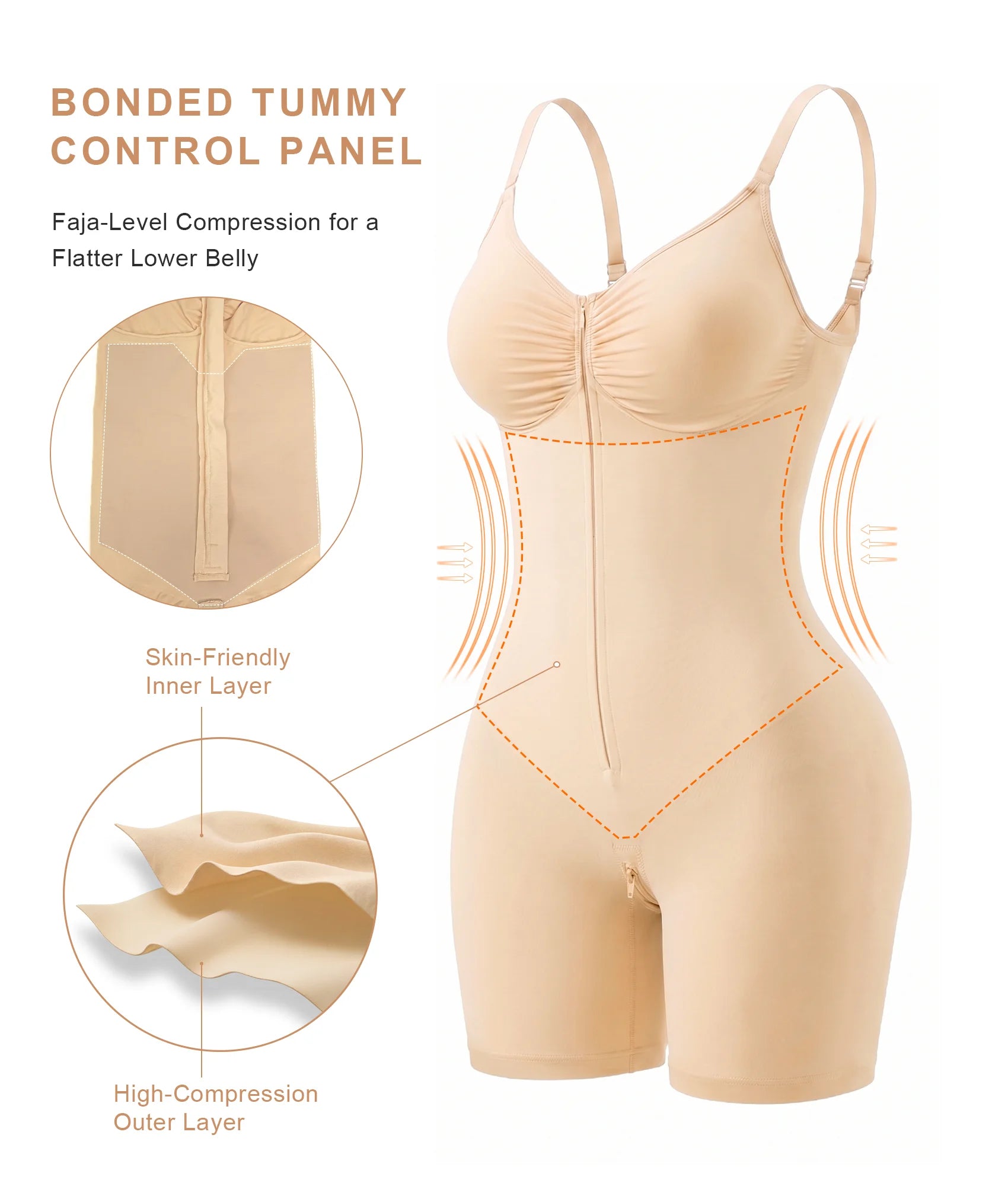 SHAPERX Bonded Seamless Faja Brief Bodysuit