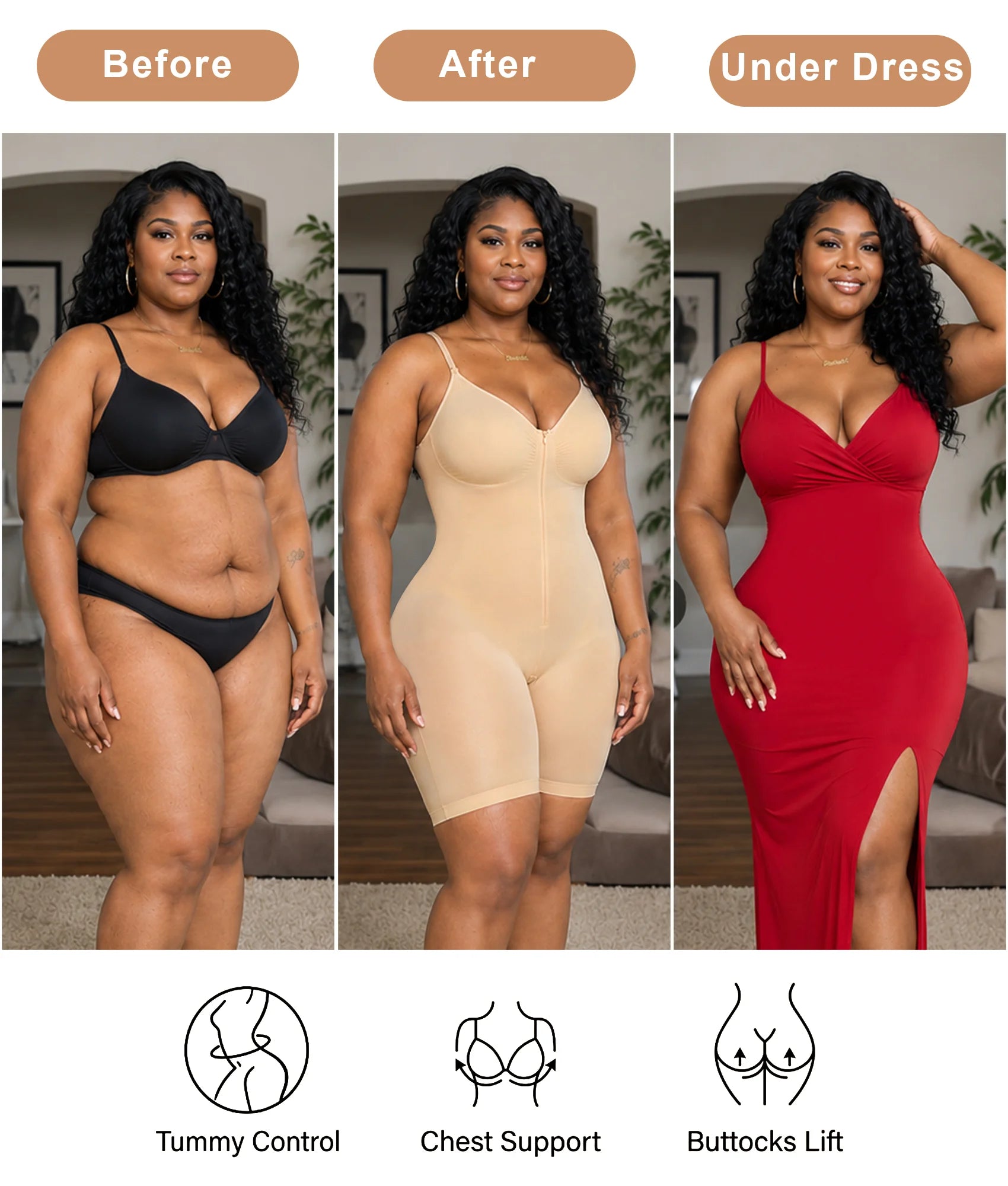 SHAPERX Bonded Seamless Faja Brief Bodysuit