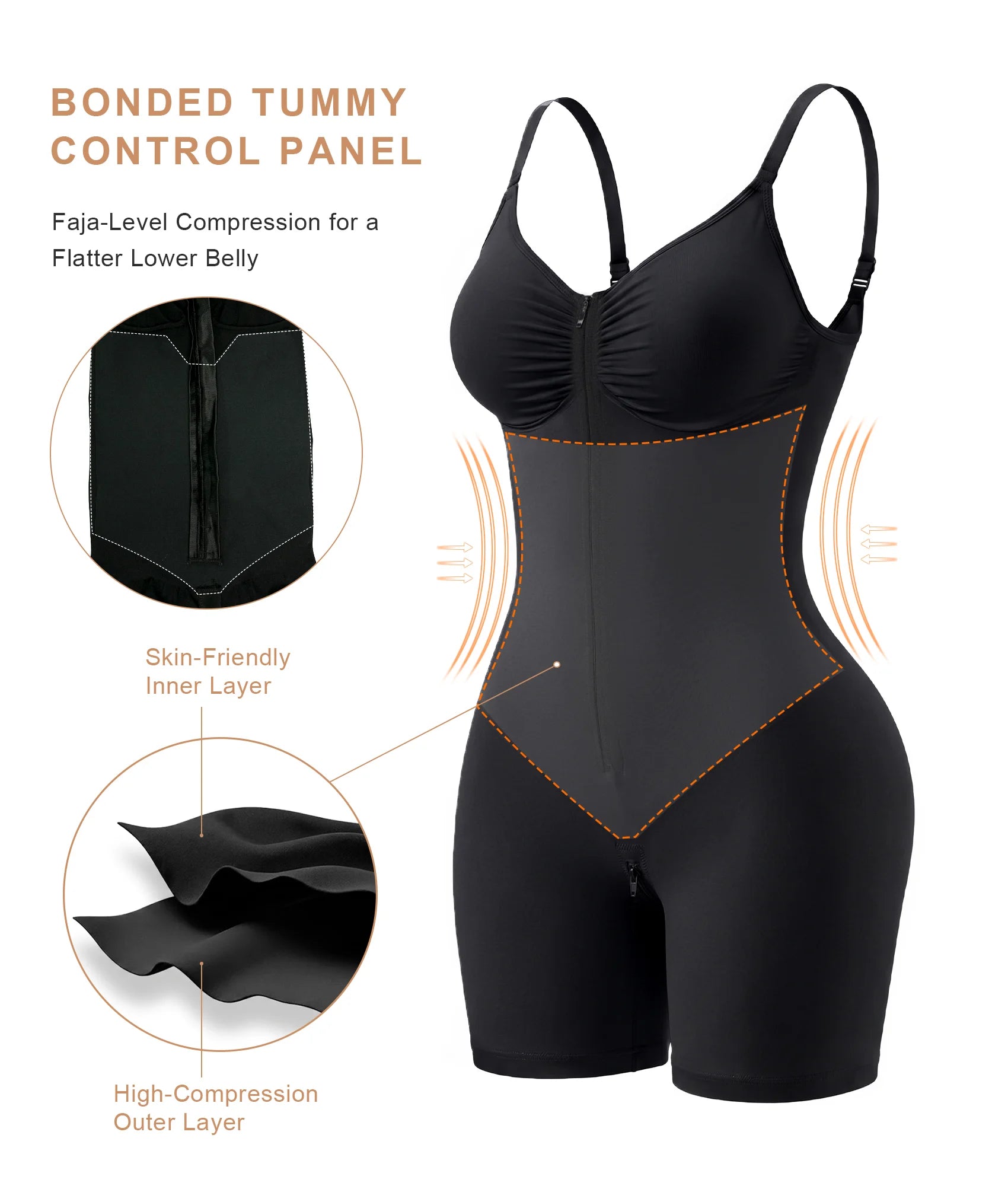 SHAPERX Bonded Seamless Faja Brief Bodysuit