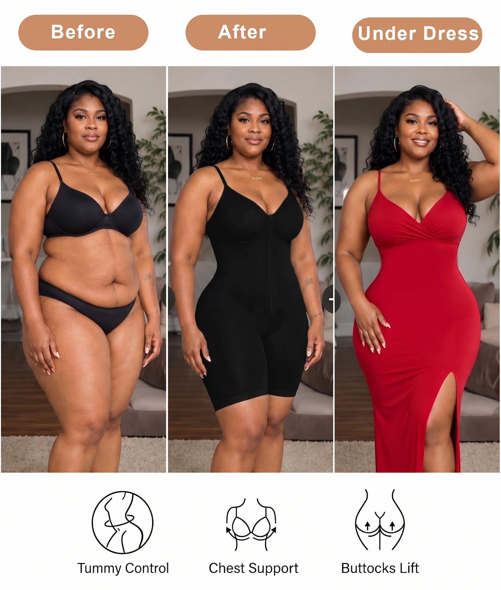 SHAPERX Bonded Seamless Faja Brief Bodysuit