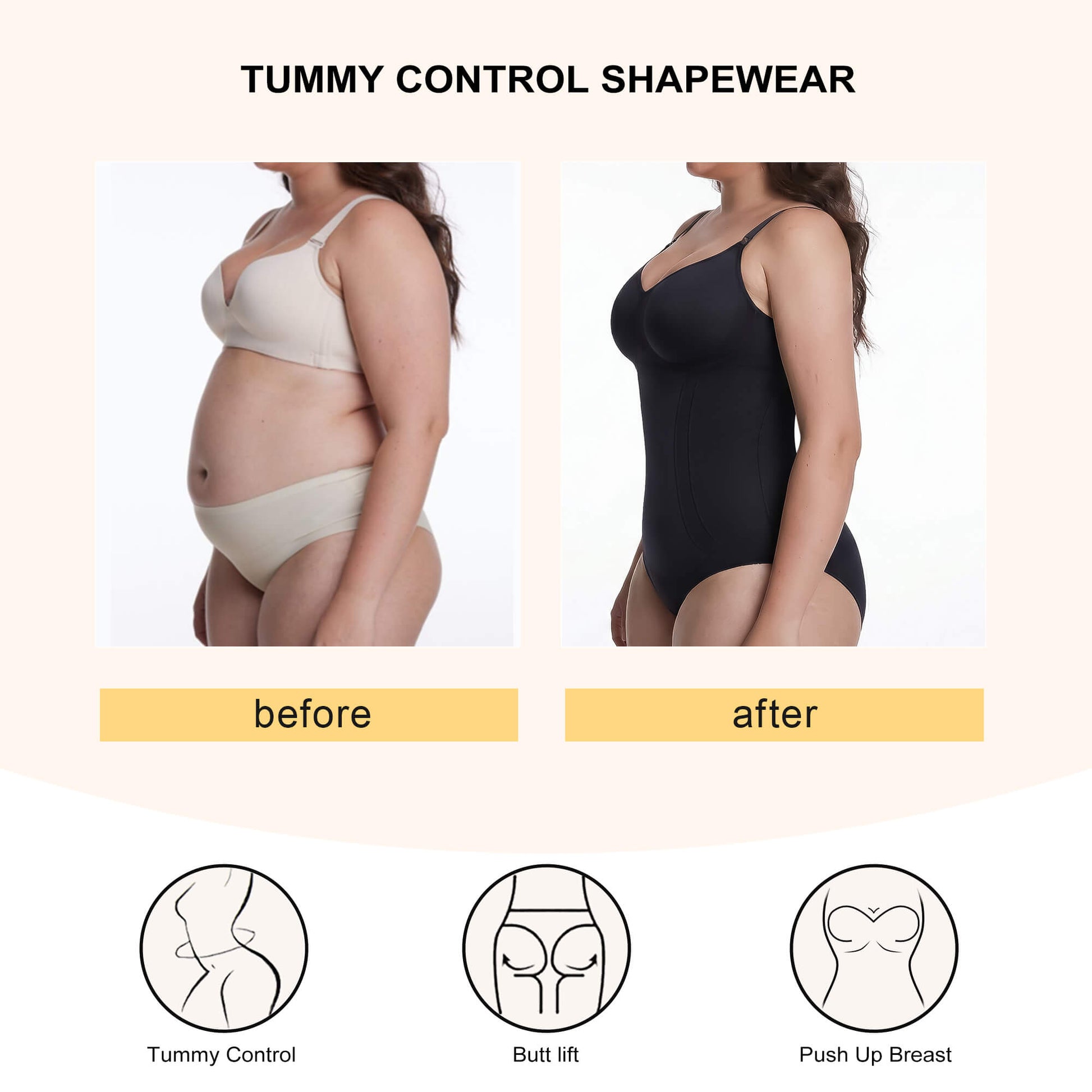 SHAPERX Seamless Bonded Tummy Control Bodysuit