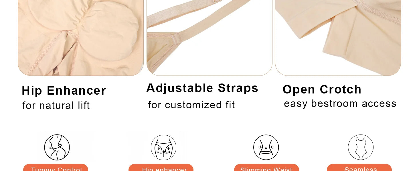 SHAPERX Contour X-Panel Open-Bust Mid-Thigh Bodysuit - Detail Image 4