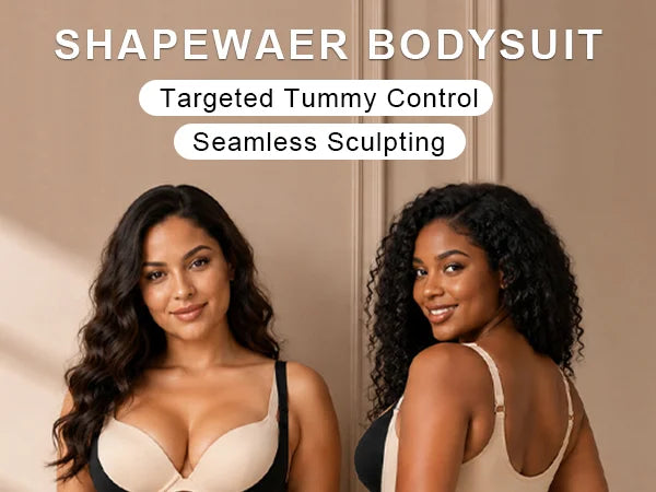 SHAPERX Contour X-Panel Open-Bust Mid-Thigh Bodysuit - Mobile Image 1