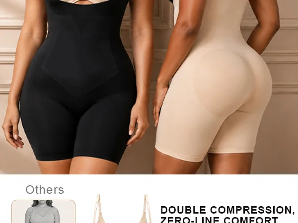 SHAPERX Contour X-Panel Open-Bust Mid-Thigh Bodysuit - Mobile Image 2