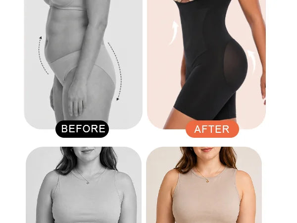SHAPERX Contour X-Panel Open-Bust Mid-Thigh Bodysuit - Mobile Image 5