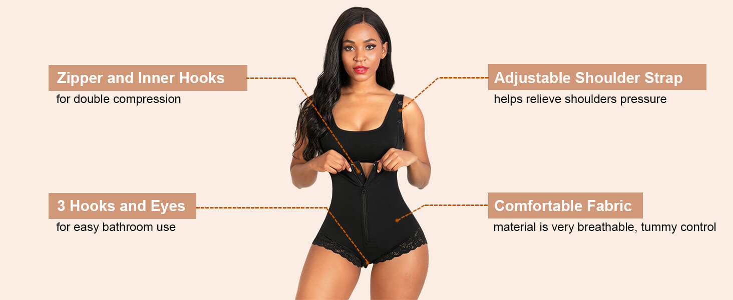 SHAPERX Shapewear for Women Fajas Colombianas Tummy Control Bodysuit - Detail Image 1