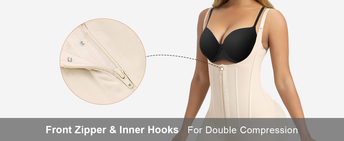 SHAPERX Open-Bust Faja Bodysuit with Adjustable Straps - Detail Image 3