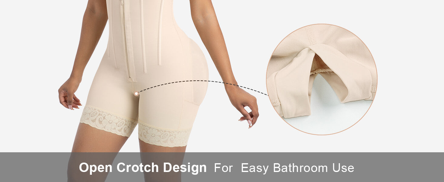 SHAPERX Open-Bust Faja Bodysuit with Adjustable Straps - Detail Image 4