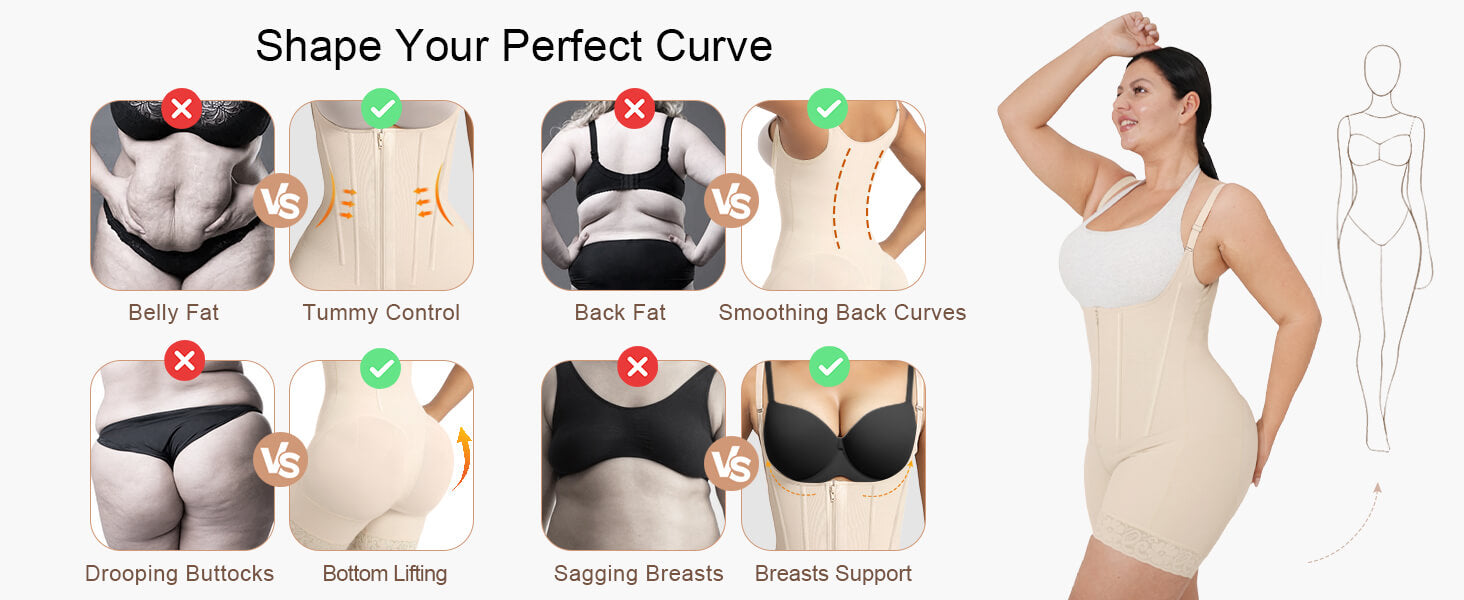 SHAPERX Open-Bust Faja Bodysuit with Adjustable Straps - Detail Image 6