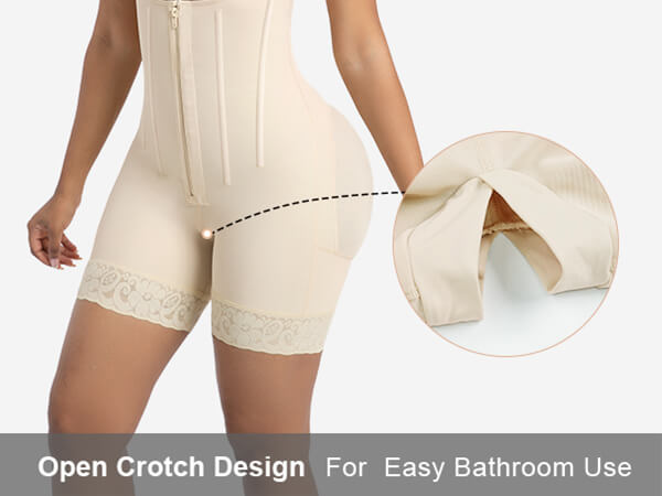 SHAPERX Open-Bust Faja Bodysuit with Adjustable Straps - Mobile Image 3