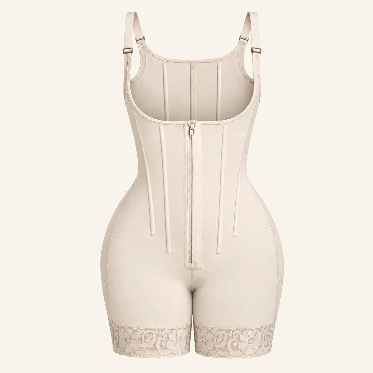 SHAPERX 6-Steel-Bones Tummy Control Zip & Hooks Faja with Butt Lift