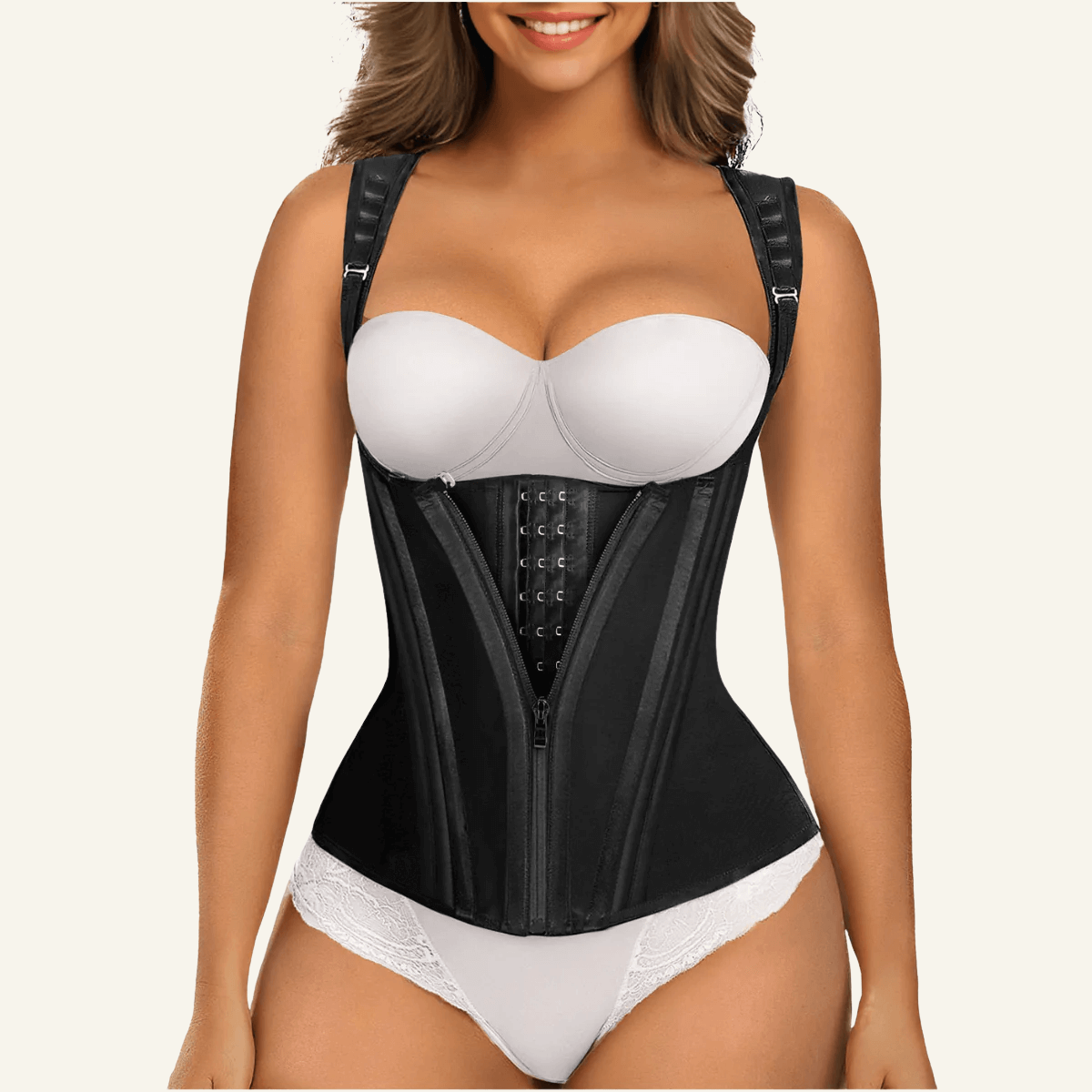 SHAPERX 15 Flexible Steel Bones Sport Waist Trainer with Shoulder Straps