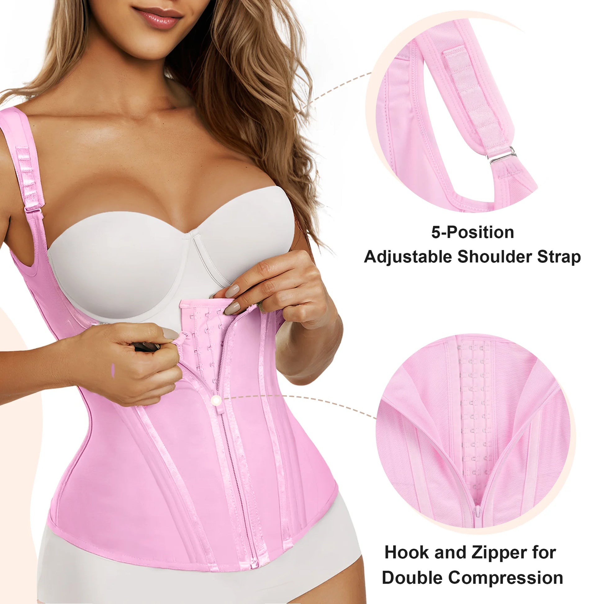 SHAPERX 15 Flexible Steel Bones Sport Waist Trainer with Shoulder Straps