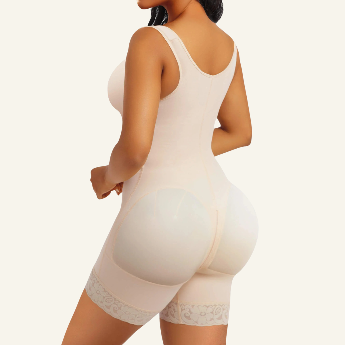 SHAPERX Full Body Hooked Faja Bodysuit with Zipper Crotch