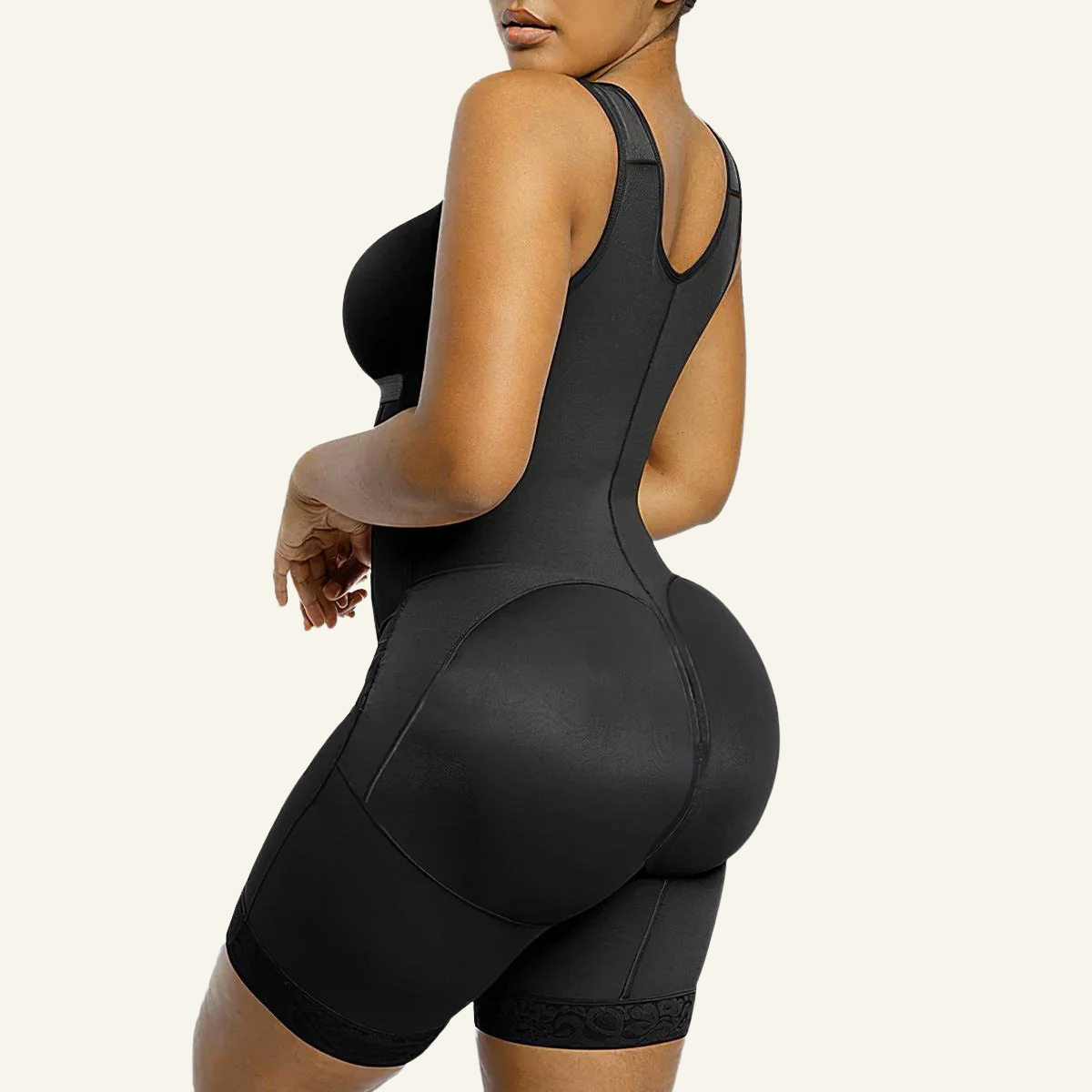SHAPERX Full Body Hooked Faja Bodysuit with Zipper Crotch