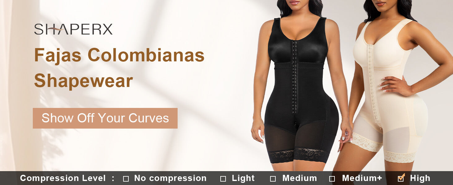 SHAPERX Full Body Hooked Faja Bodysuit with Zipper Crotch - Detail Image 1