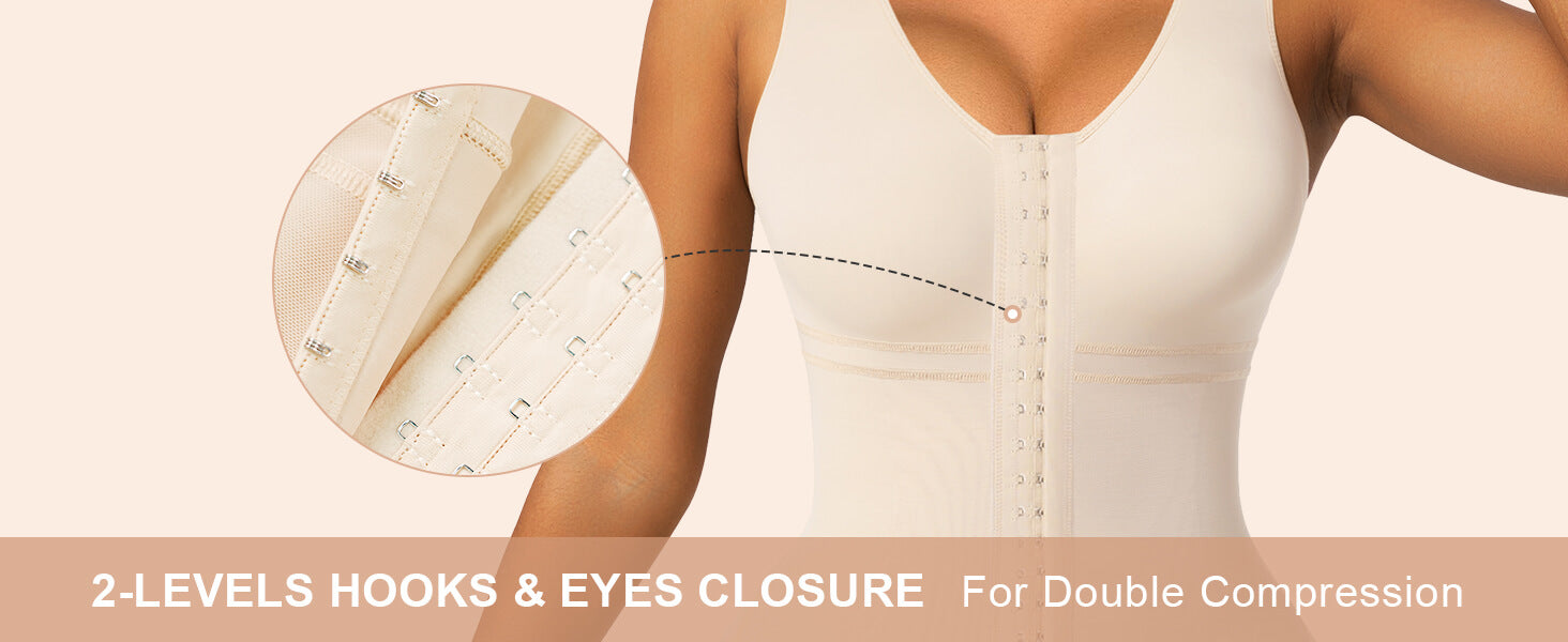 SHAPERX Full Body Hooked Faja Bodysuit with Zipper Crotch - Detail Image 4