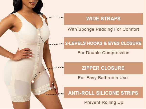 SHAPERX Full Body Hooked Faja Bodysuit with Zipper Crotch - Mobile Image 7