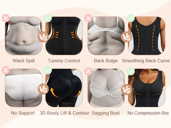 SHAPERX Full Body Hooked Faja Bodysuit with Zipper Crotch - Mobile Image 9