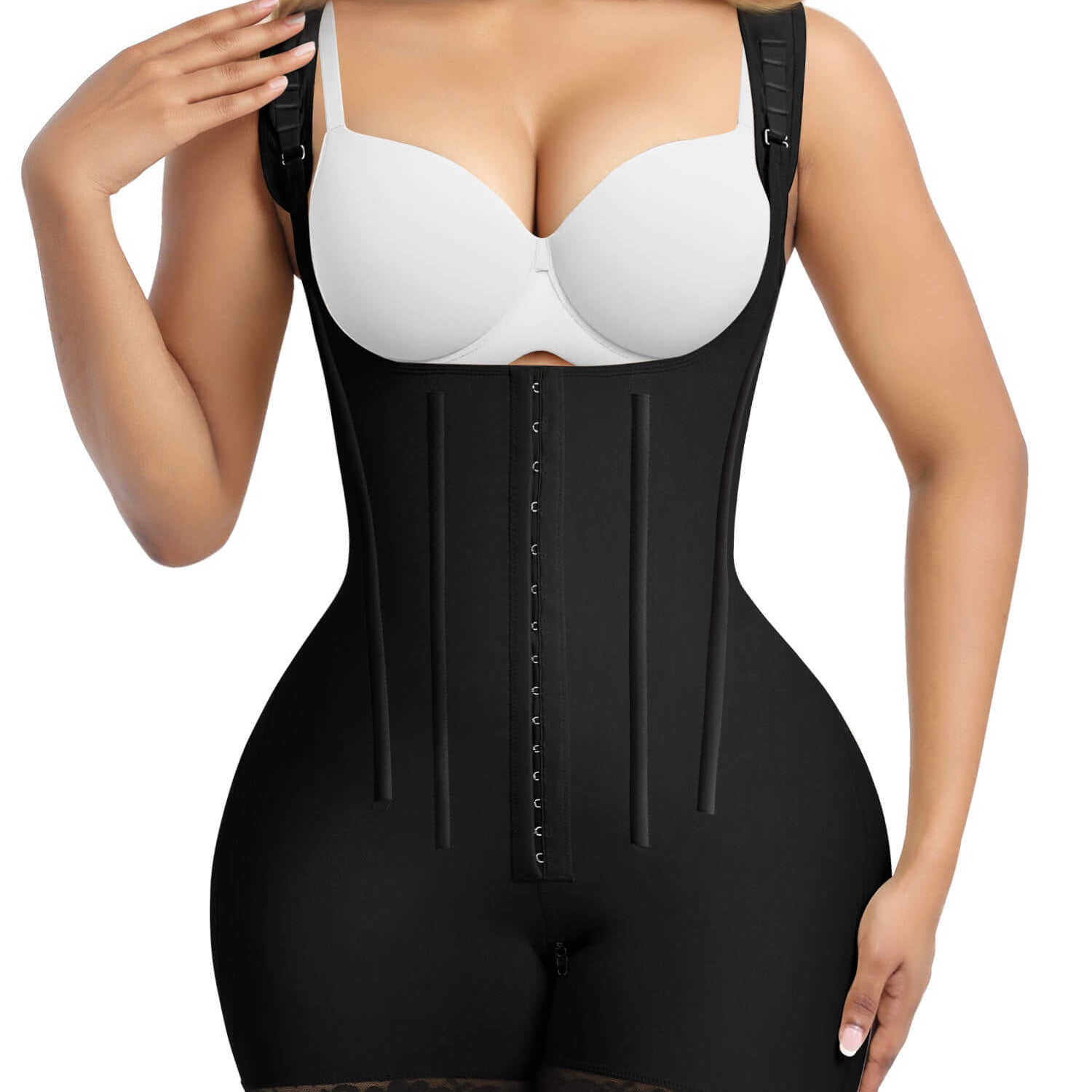 SHAPERX Hooked Faja Tummy Control Bodysuit with Butt Lift