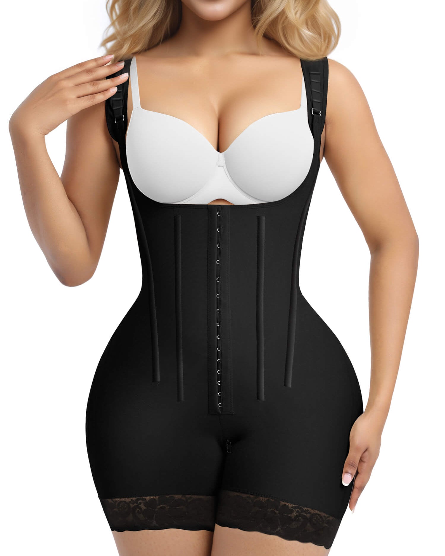 SHAPERX Hooked Faja Tummy Control Bodysuit with Butt Lift