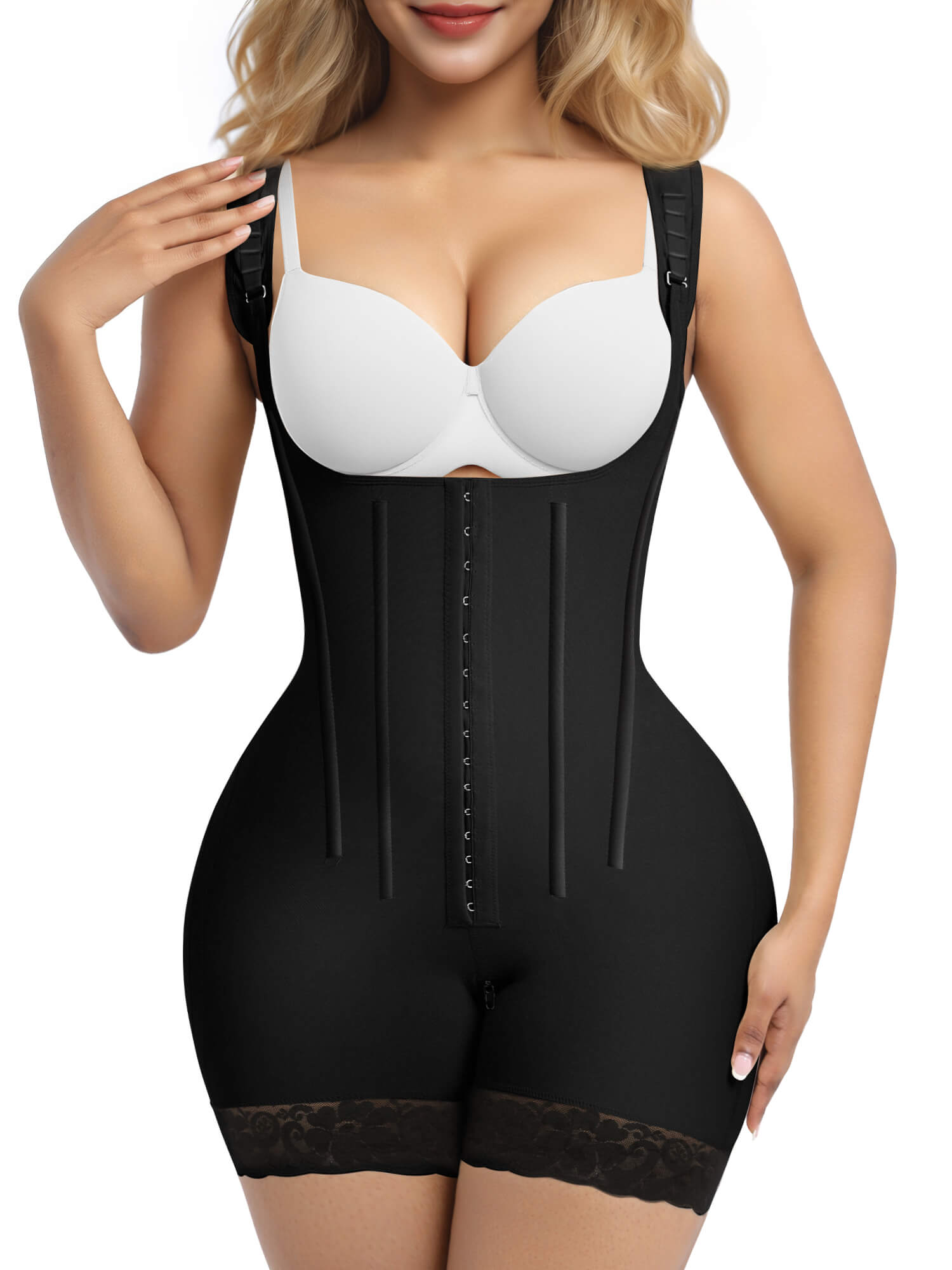 SHAPERX Hooked Faja Tummy Control Bodysuit with Butt Lift