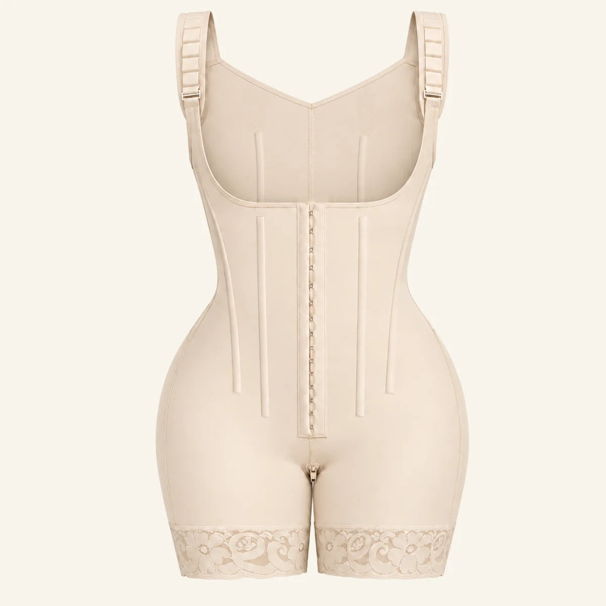 SHAPERX 6-Steel-Bones Hooked Faja Tummy Control Bodysuit with Butt Lift