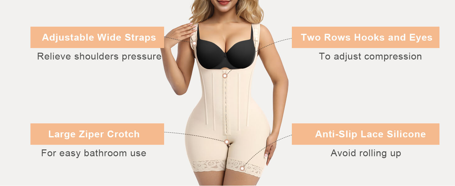 SHAPERX Hooked Faja Tummy Control Bodysuit with Butt Lift - Detail Image 2