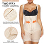 Two-way tummy control zipper and inner double hook closures detail in Beige - SHAPERX