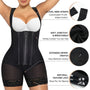 Wide adjustable straps and upgraded crotch zipper faja features in Black - SHAPERX